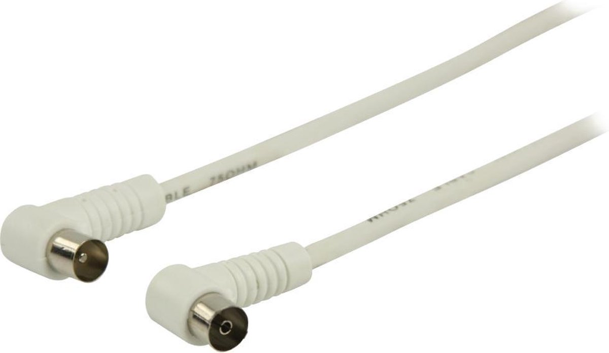 Valueline VLSP40100W250 Coax Antennekabel Coax Mannelijk Gehoekt - Coax Vrouwelijk Gehoekt 25,0 M Wit