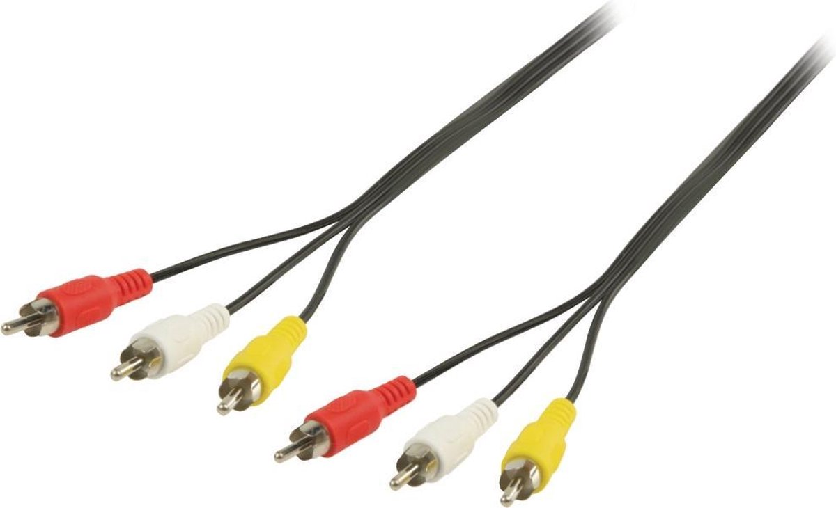 Valueline Vlvp24300b100 Rca Av-kabel 3x Rca Mannelijk - 3x Rca Mannelijk 10,0 M Zwart