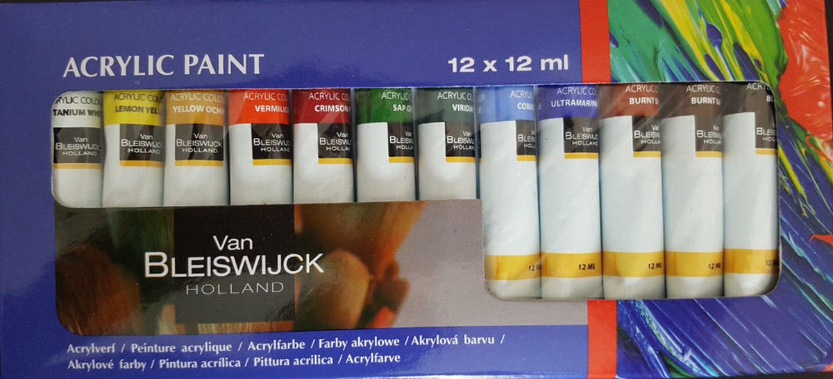 Acrylverf - Acrylic Paint - 12 x 12 ml - Van Bleiswijck Holland - Hobbyverf - Verfset - 12 delig