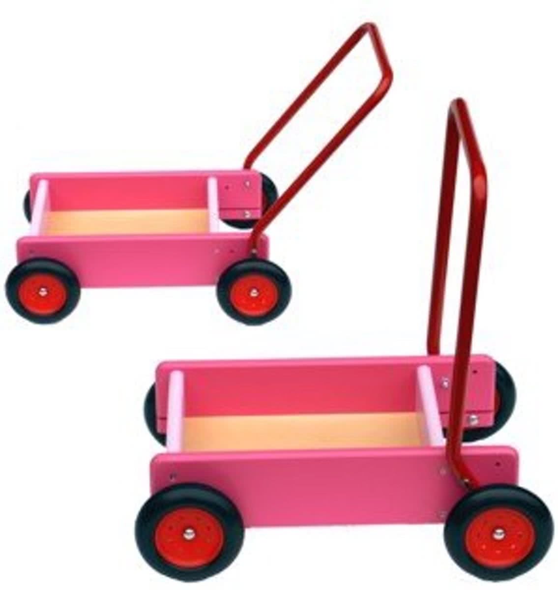 Loopwagen/blokkenkar roze Van Bueren 28x13x11 cm (66104)