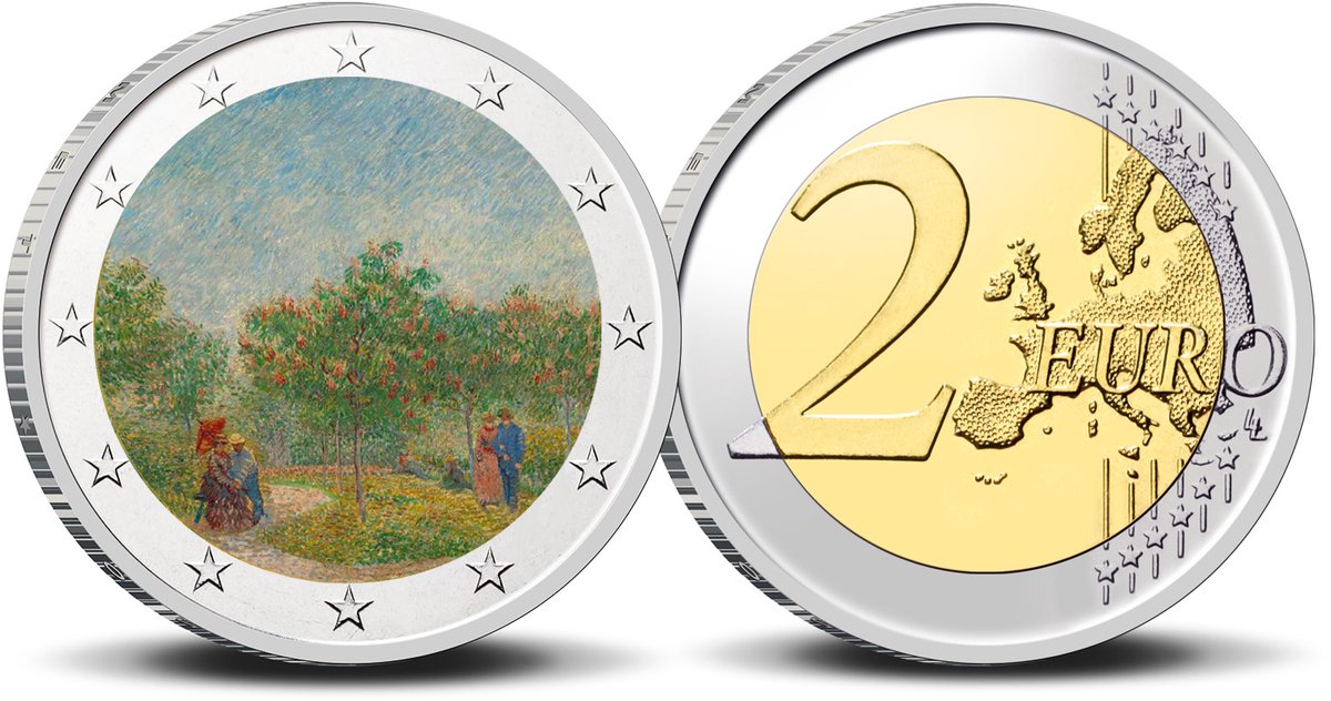 2 Euro munt kleur   15 Tuin met geliefden