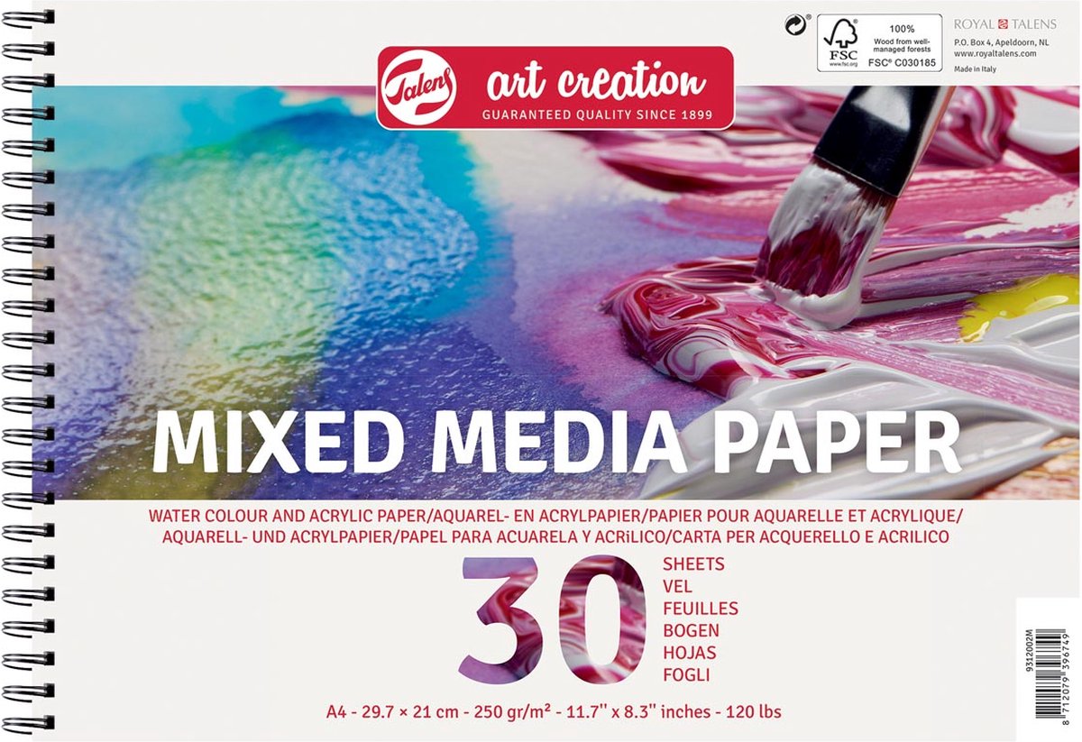 Van Gogh Mix Media papier 300 g/m² ft A4, blok met 30 vellen 3 stuks