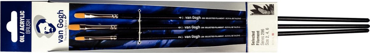 Van Gogh Penseel voor olie- en acrylverf, 3-delige set, serie 296 nr. 2-4-6