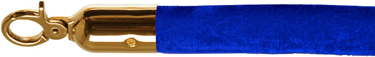 Afzetkoord - Velours - RVS-sluiting messing - Blauw