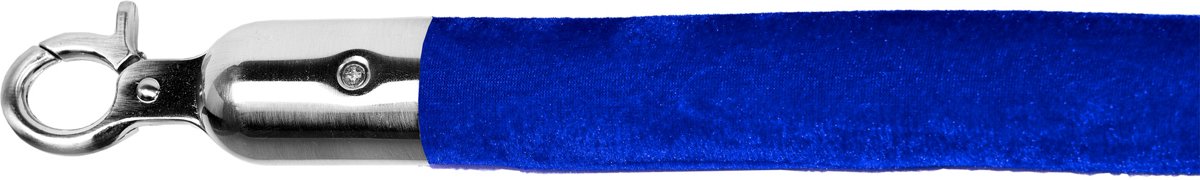 Afzetkoord - Velours - RVS-sluiting zilver (geborsteld) - Blauw