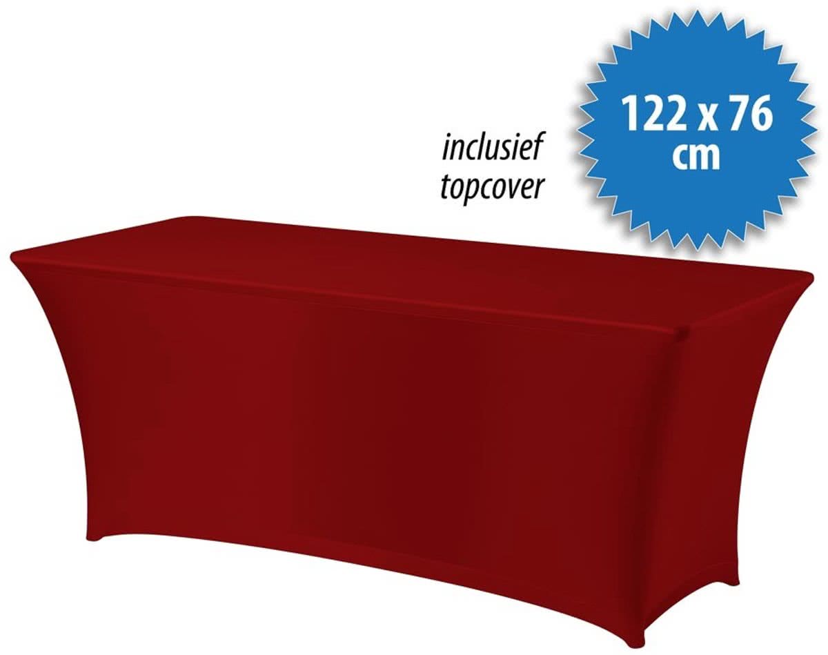 Tafelrok Stretch Incl. topcover 122 bij 76cm, kleur bordeaux