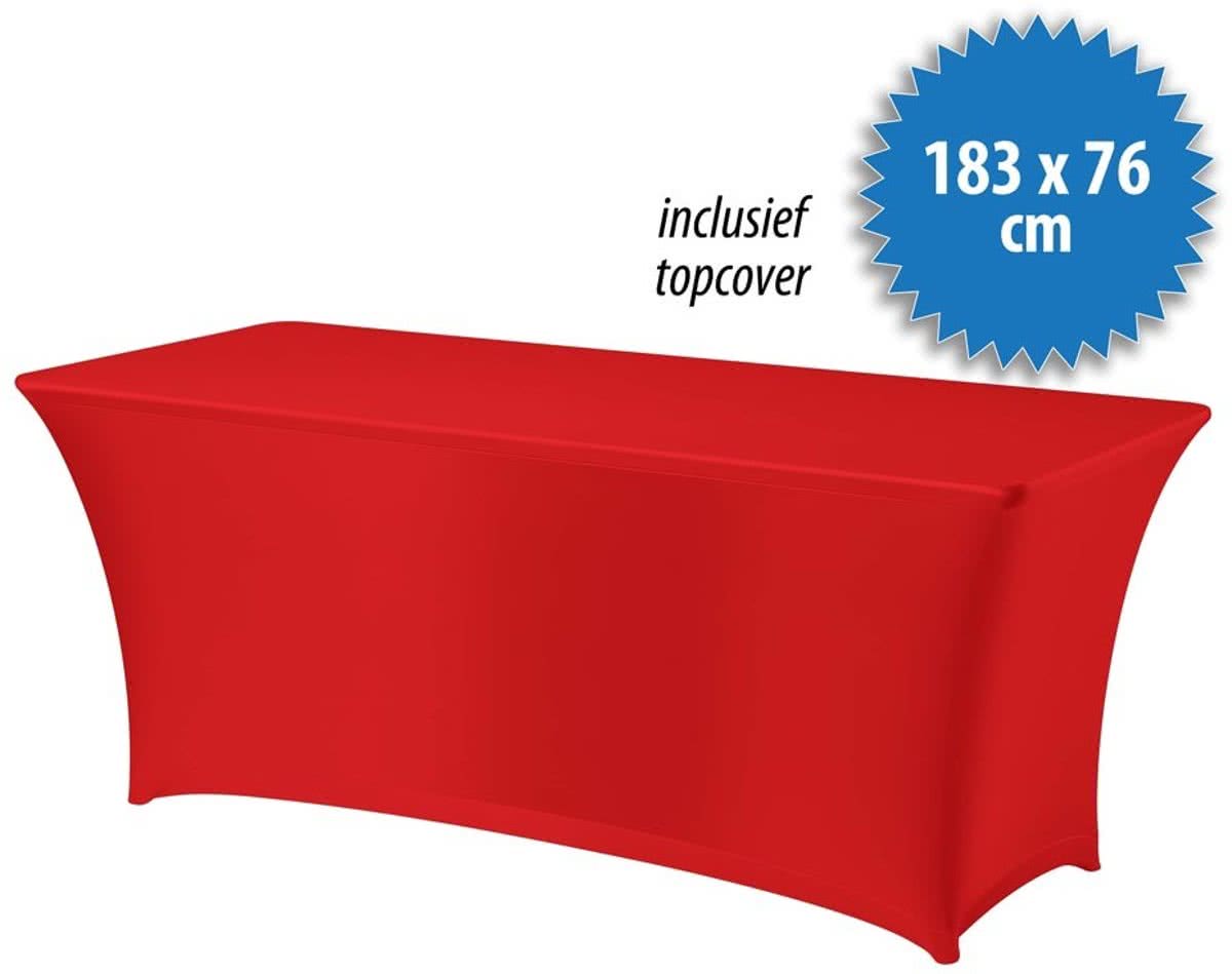 Tafelrok Stretch Incl. topcover 183 bij 76 cm, kleur rood