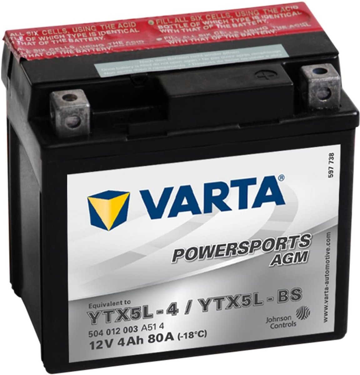 Varta Motor AGM Powersports Accu / Batterij YTX5L-4 / YTX5L-BS