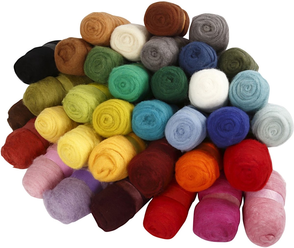 Gekaarde wol , kleuren assorti, 35x100 gr