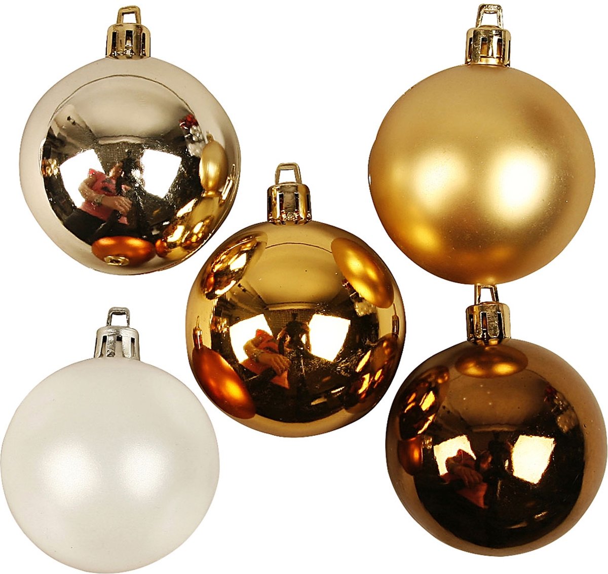 Kerstballen, d: 6 cm, 4x5 kleur, goud harmonie