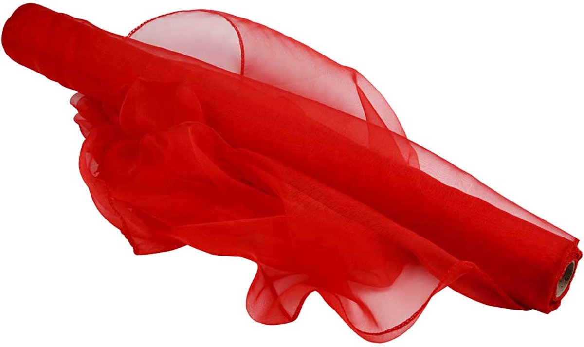 Organza stof, b: 50 cm, rood, 10 m