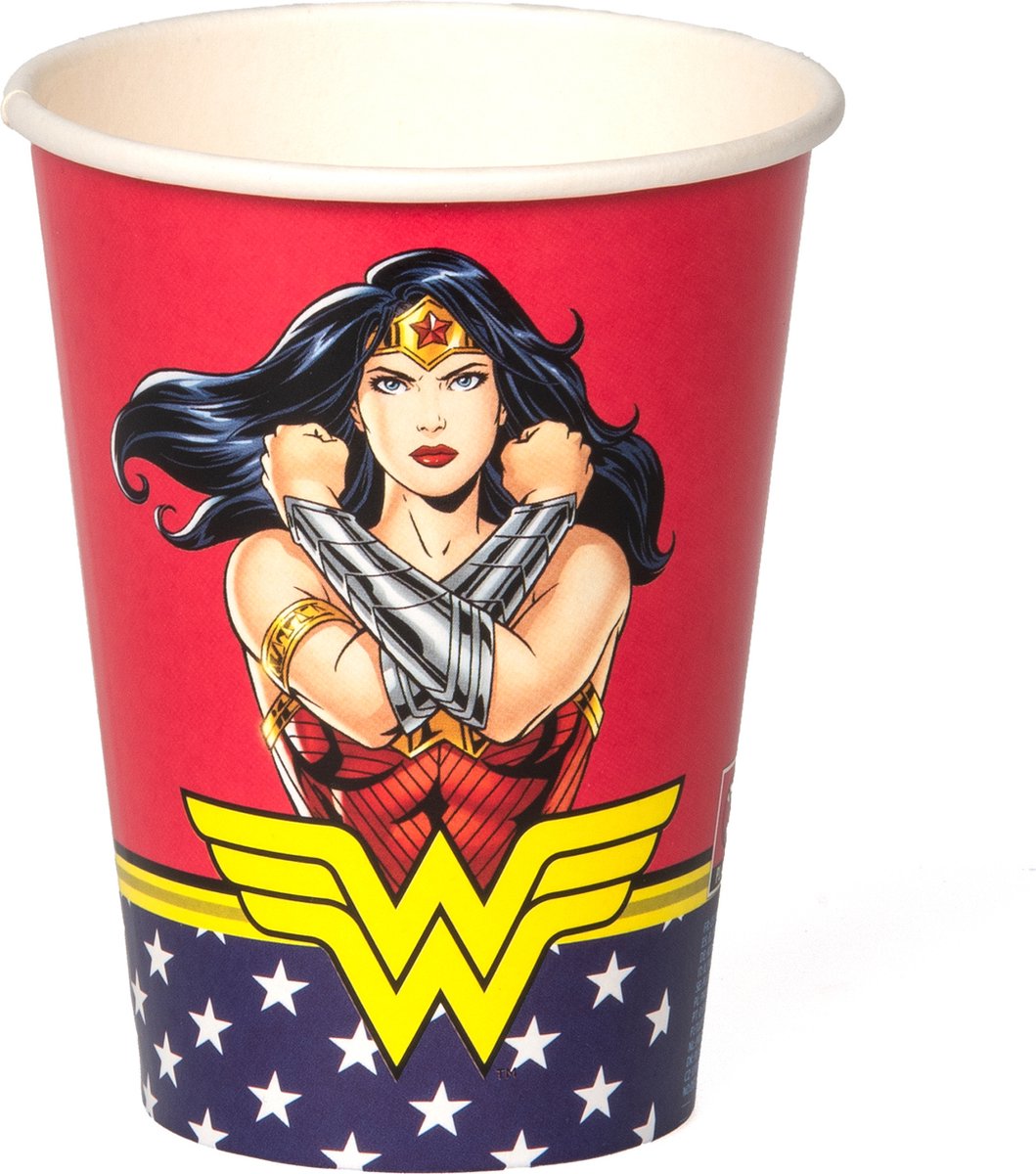   - 8 FSC Wonder Woman papieren bekers 210 ml