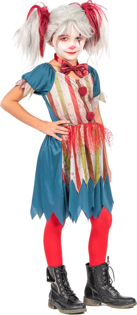   - Gekleurd Halloween clownskostuum voor meisjes