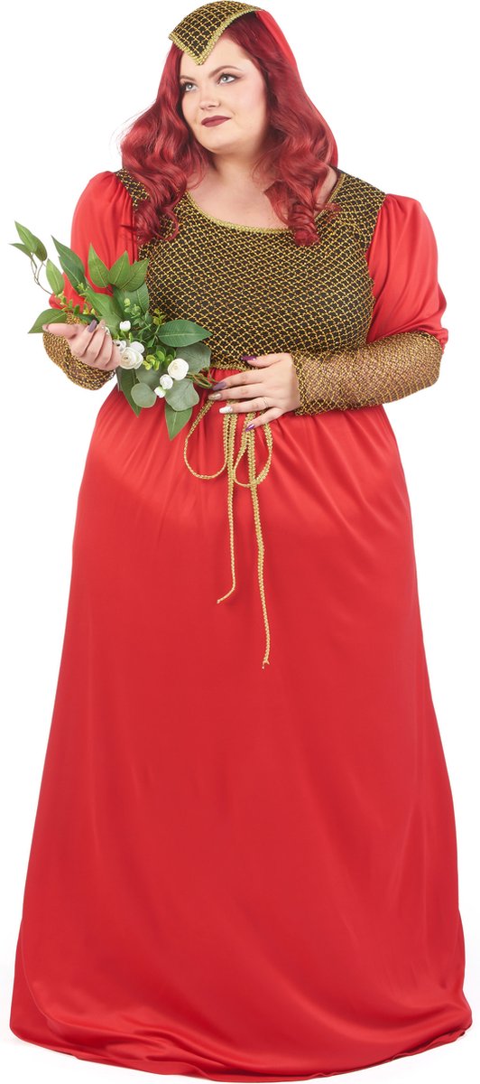   - Groot formaat middeleeuws rood dameskostuum
