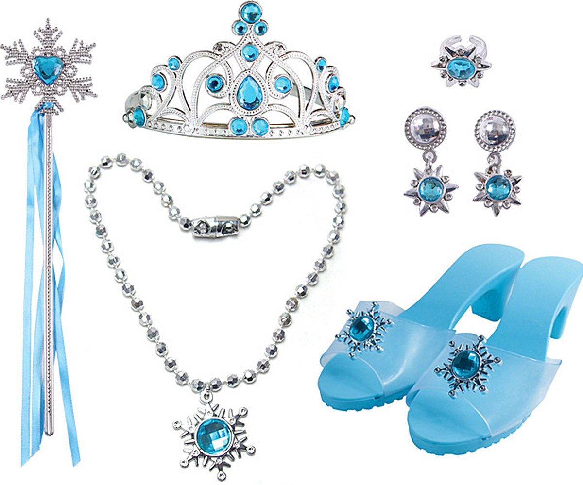   - Set van 6 blauwe prinsessen accessoires voor meisjes