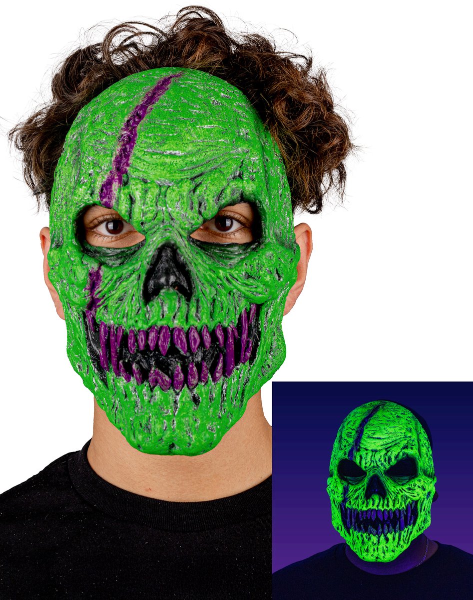   - Volwassen Groen Demon Skelet Masker
