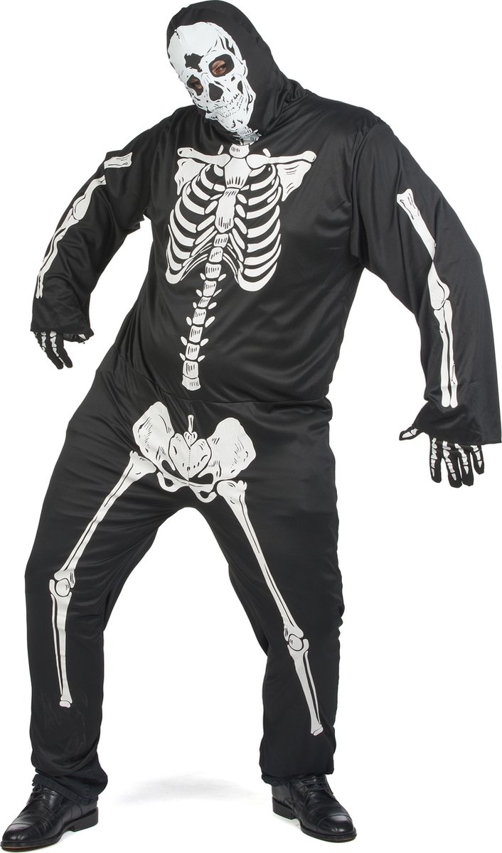   - Zwart skeletkostuum grote maat Halloween voor mannen