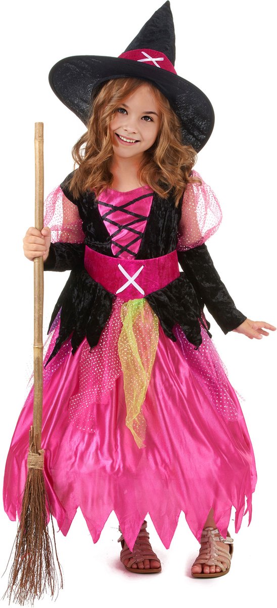   - Zwarte en roze heksenjurk voor meisjes