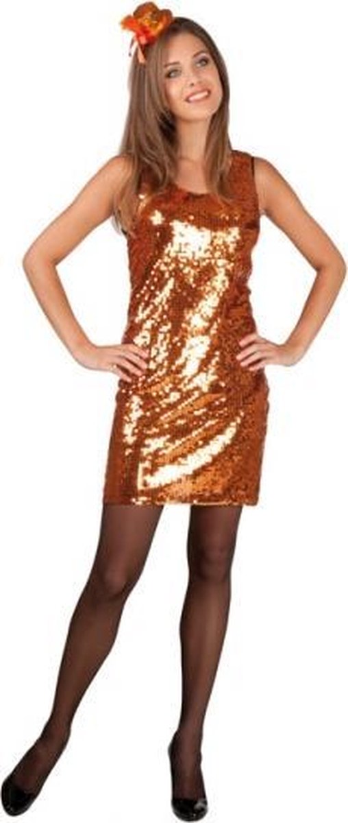 glitterjurk Luxe oranje dames maat M