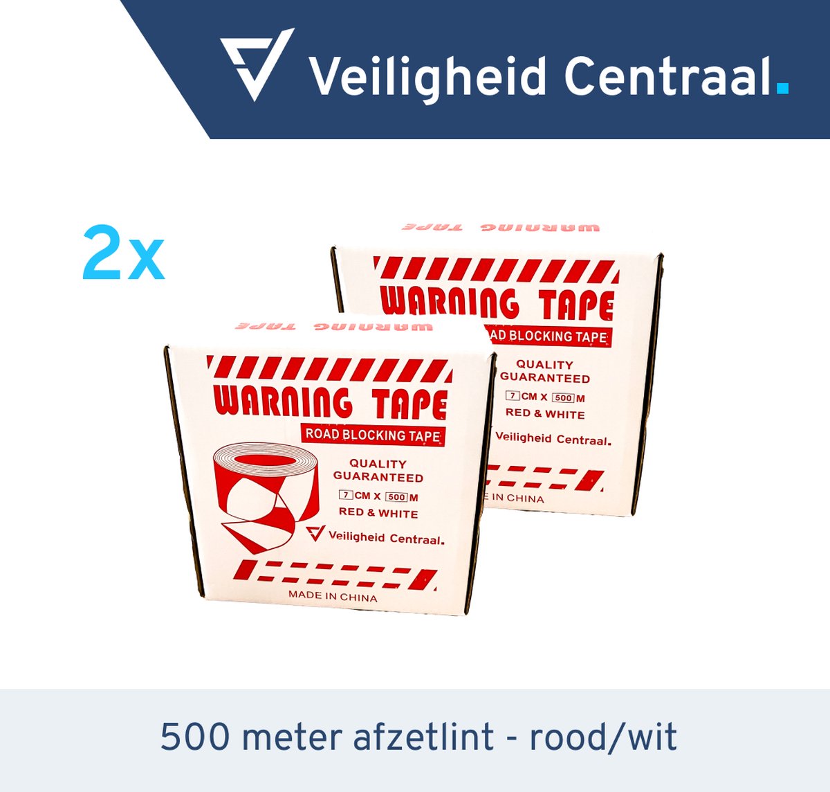 2 stuks - Afzetlint rood/wit 500 meter