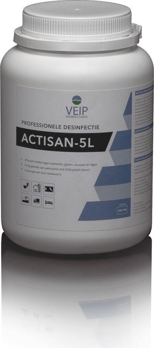 VEIP Actisan 5 Liter chloortablet 2,7 gram pot 300 stuks