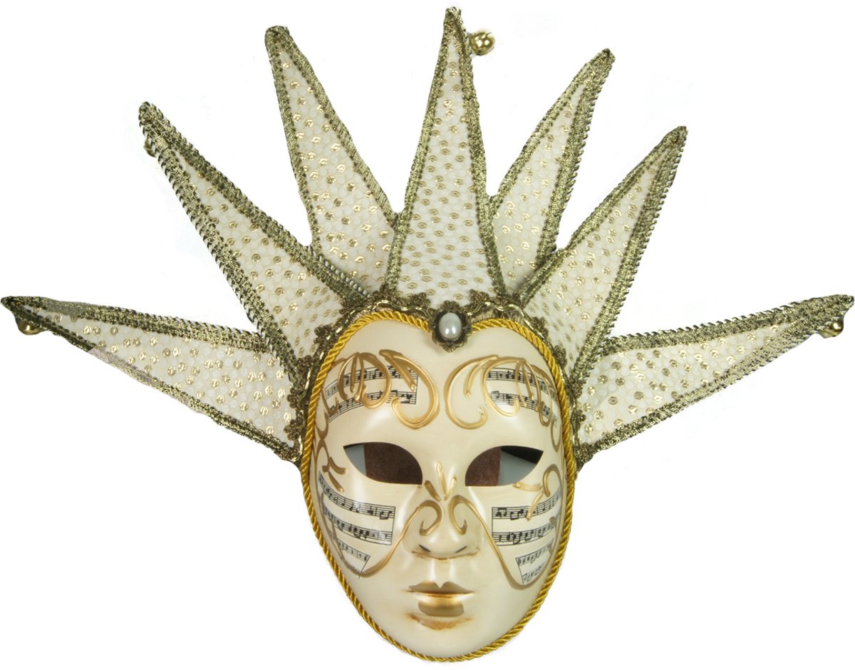 Groot Venetiaans masker – Licht goud kleur - carnaval – feest- evenement – thema – italiaans – verkleed – kinderfeest – bal masquê – gemaskerd - decoratie