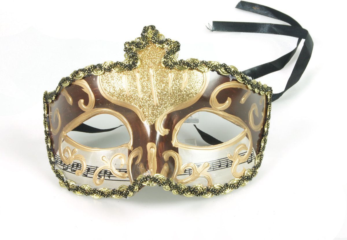 Venetiaans masker – Bruin bruine kleur - carnaval – feest- evenement – thema – italiaans – verkleed – kinderfeest – bal masquê – gemaskerd