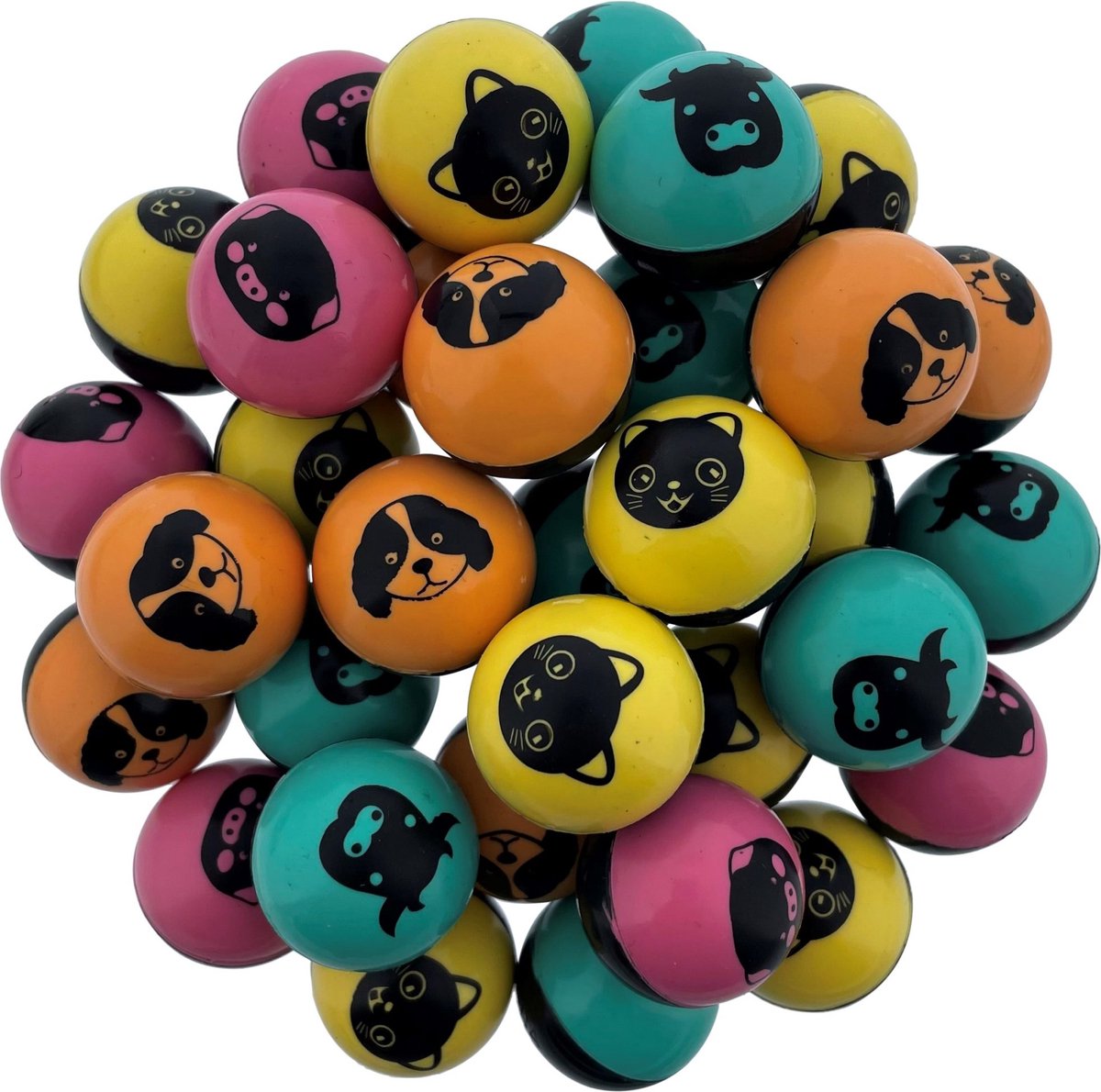 100 Stuiterballen Mix 32 mm dierenprint uitdeelcadeautjes traktatie kinderfeestje