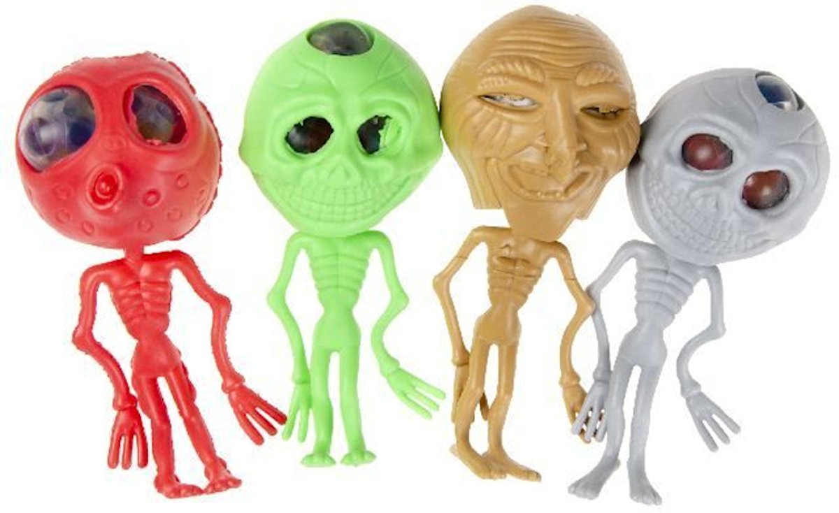 Mesh ball met orbeez alien ruimtewezen 4 stuks - uitdeelcadeautjes - traktatie