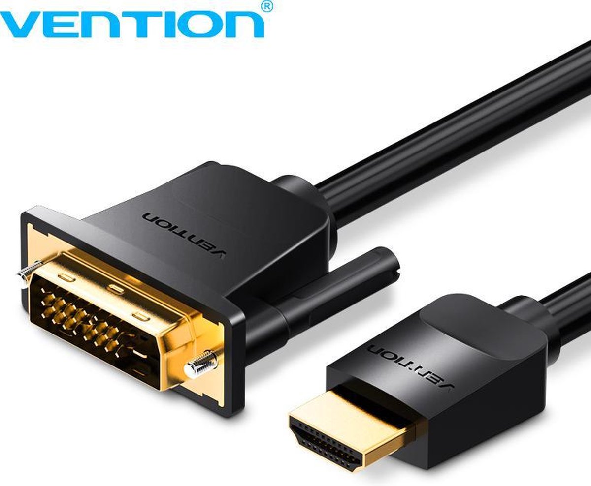 HDMI naar DVI Kabel - DVI naar HDMI (Bi-directioneel) - Full-HD 1080P - 2 Meter - Vention