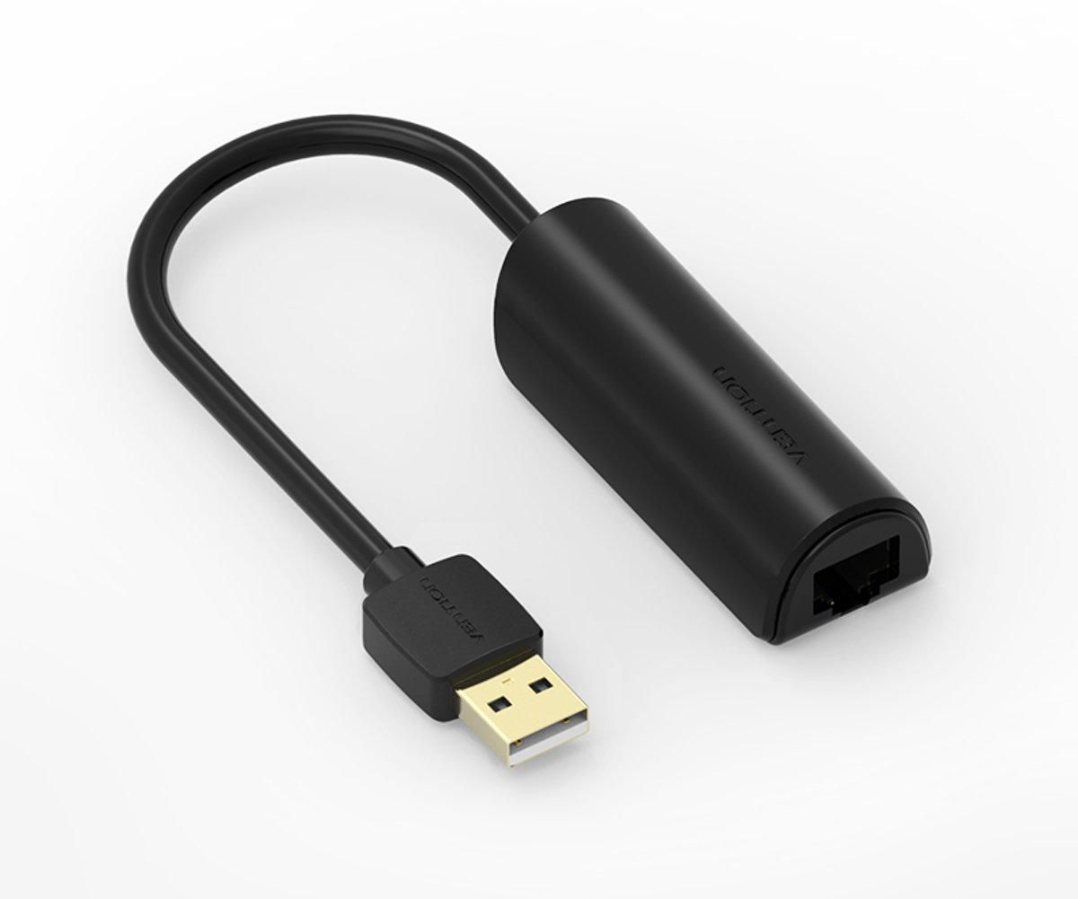 USB 2.0 - 10/100Mbps Ethernet LAN Adapter - Zwart