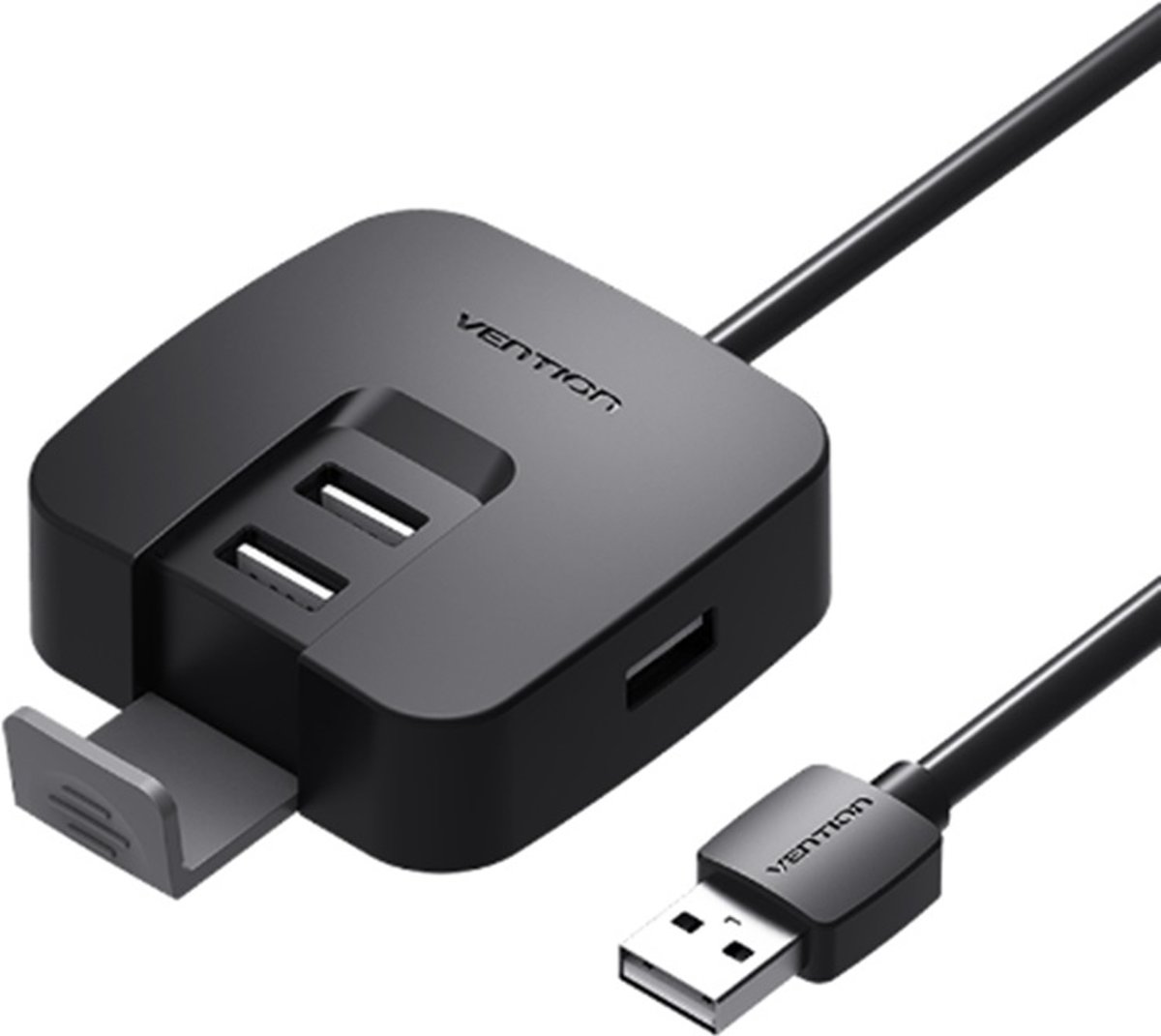 USB 2.0 Hub 4 Ports Telefonhalter USB Splitter Adapter - 15cm kabel - Zwart