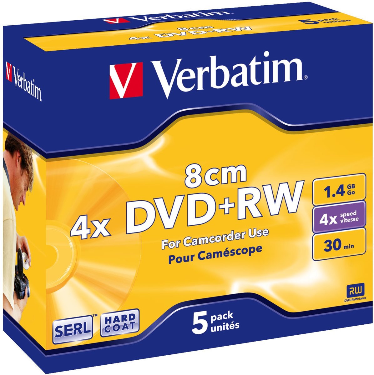 Verbatim 43565 DVD+RW 8cm Matt Silver - 5 Stuks / Jewelcase