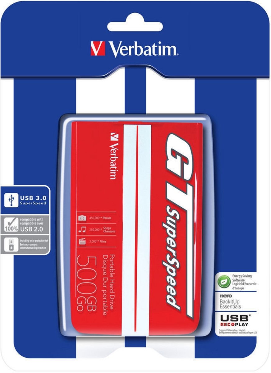 Verbatim GT SuperSpeed - Externe harde schijf - 500GB - Rood