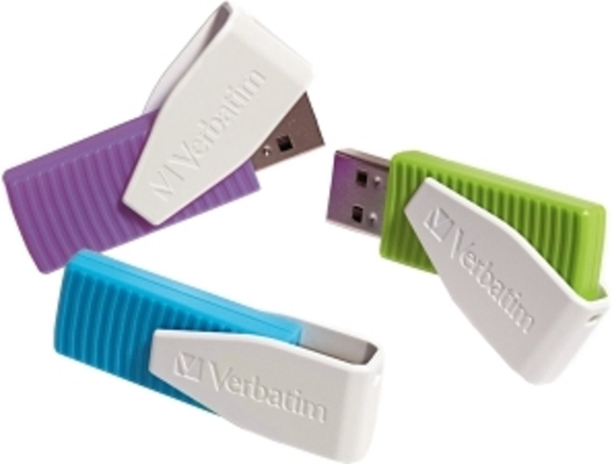 Verbatim StorenGo Swivel 8GB USB 2.0 Capacity Blauw, Groen, Violet, Wit USB flash drive