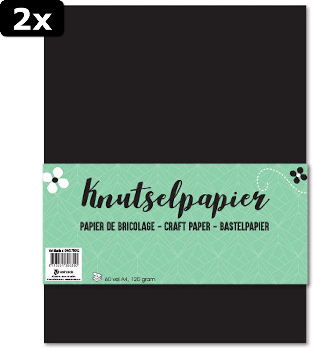 2x Knutselpapier A4 120 gram 60 vel zwart