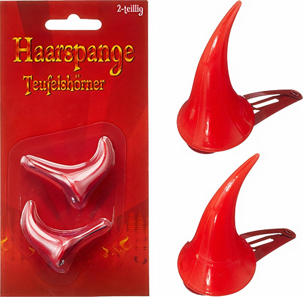 Verhaak Haarclips Duivelhoorntjes Halloween 3,5 Cm Rood 2 Stuks