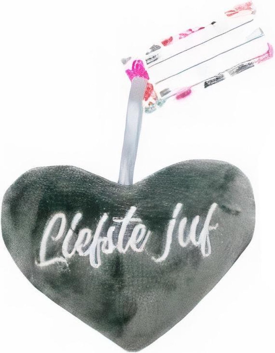 Verhaak Hart Liefste Juf 12 Cm Pluche Grijs