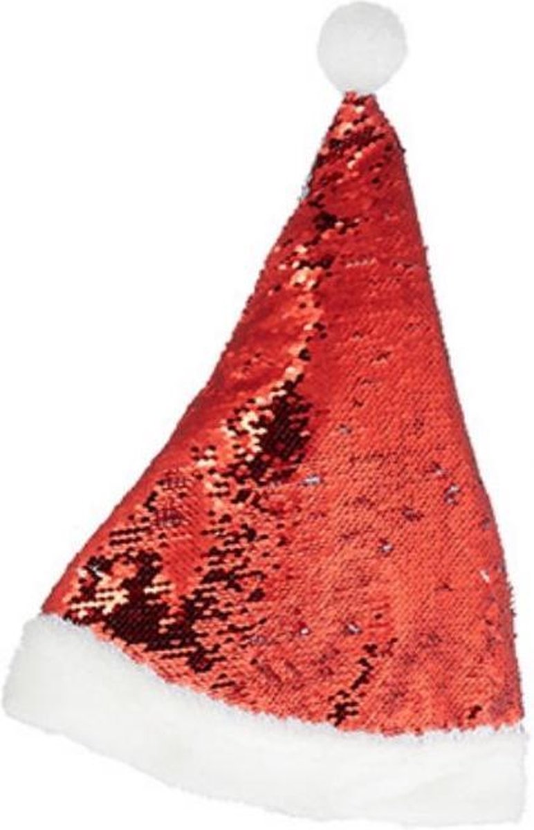 Verhaak Kerstmuts Met Pailletten Polyester Rood/wit One-size