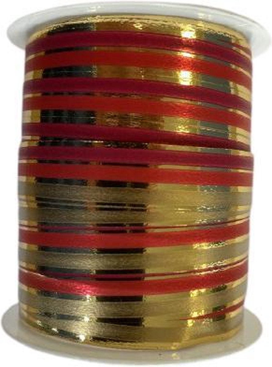 decoratielint unisex 10 meter goud/rood