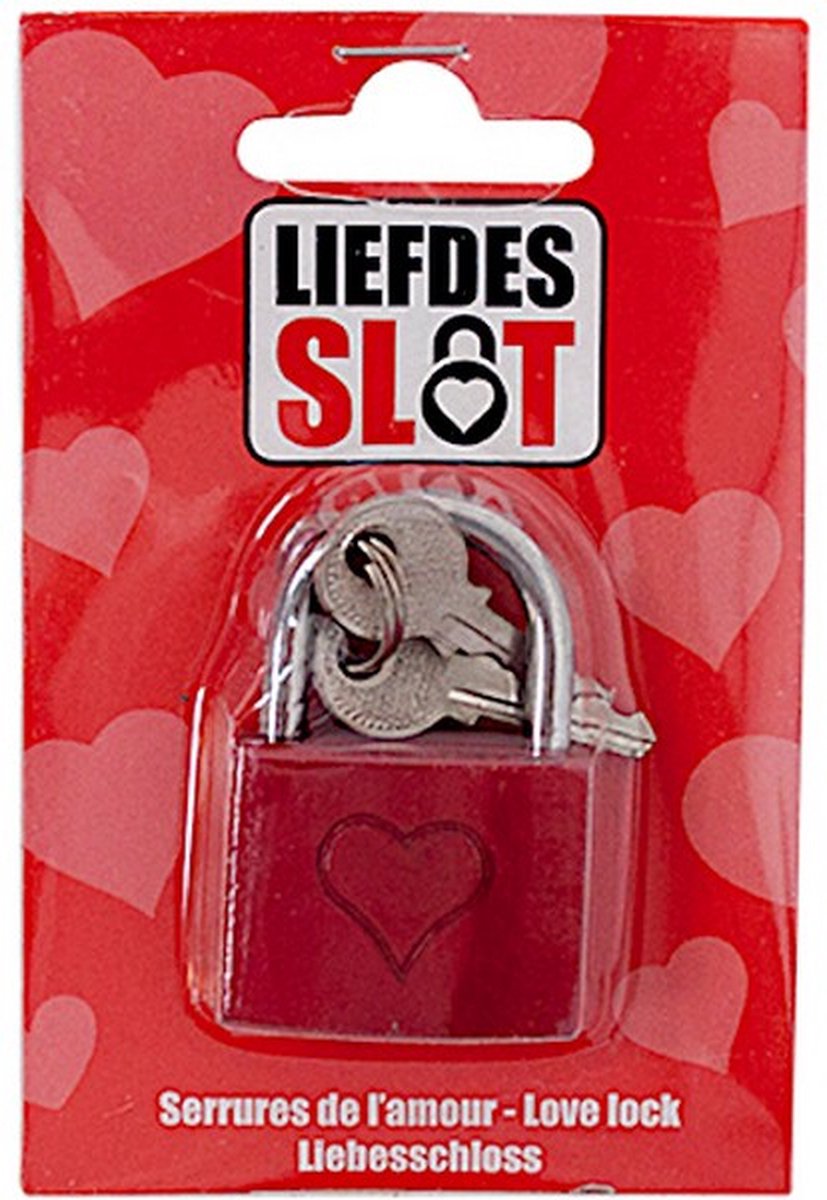 liefdesslot hart 1,5 cm staal rood/zilver 3-delig