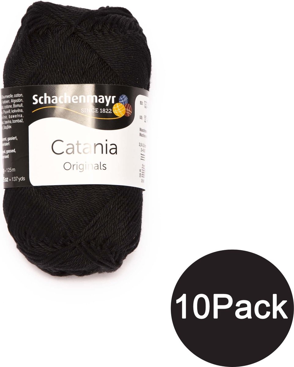 Schachenmayr Breiwol Catania Klassiek 10Pack - 100% Katoen Zwart