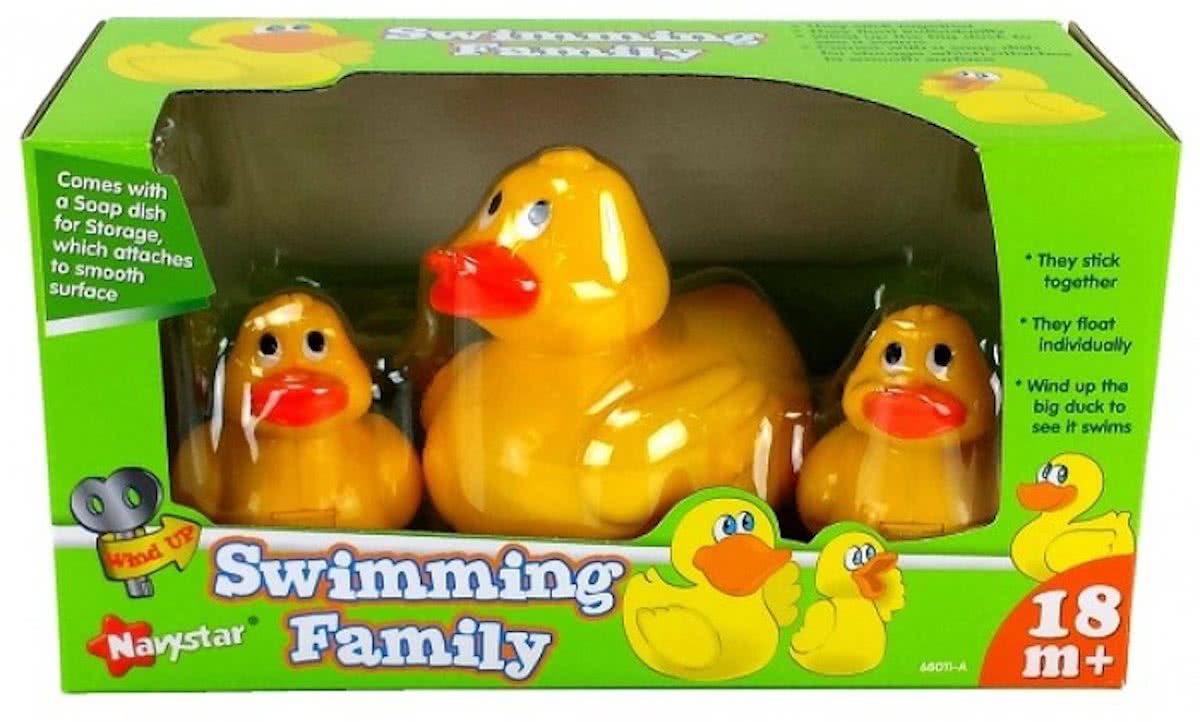 Swimming Family Duck - 3x badeend geel