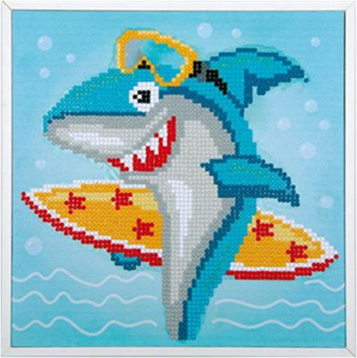 Diamond painting kit Surfing shark