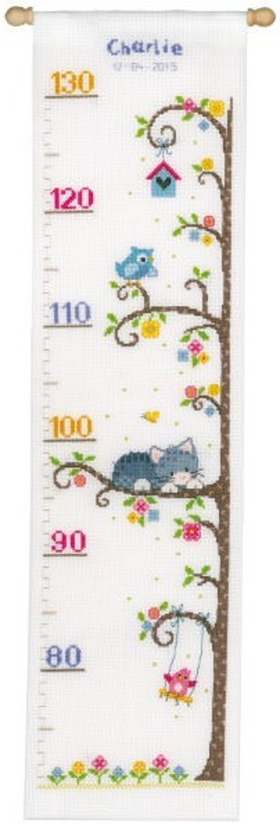 borduurpakket PN0154532 poes in boom, groeimeter/meetlat