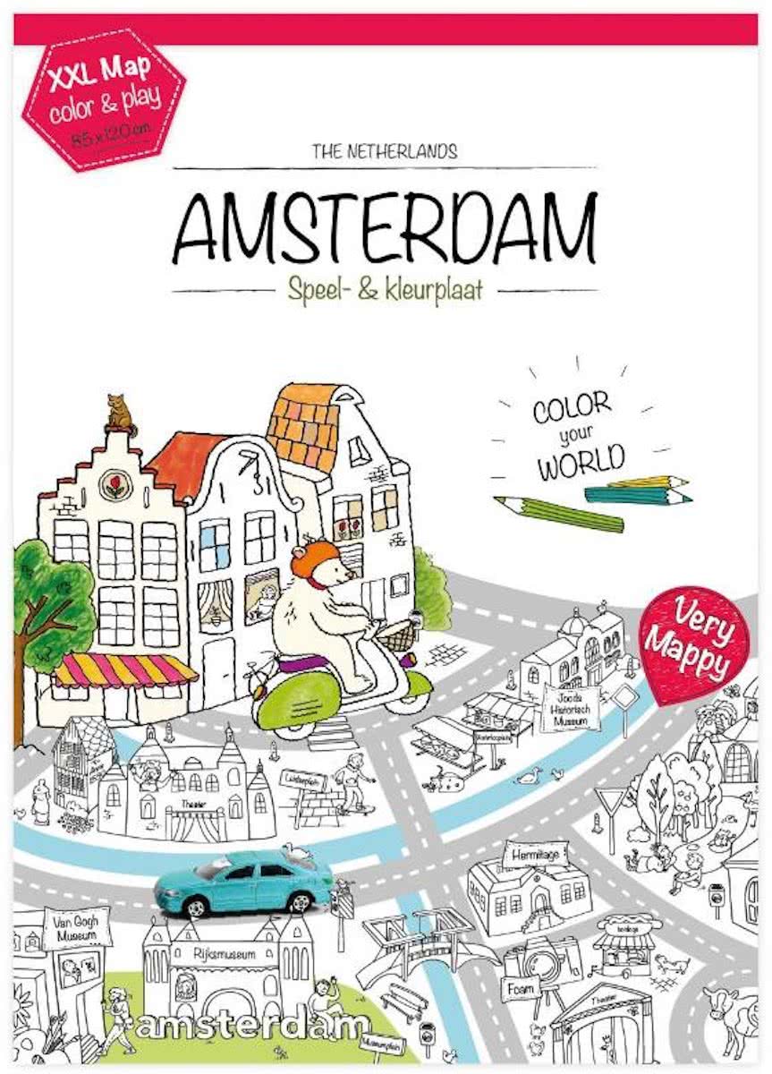 Very Mappy: XXL speel- en kleurplaat van Amsterdam