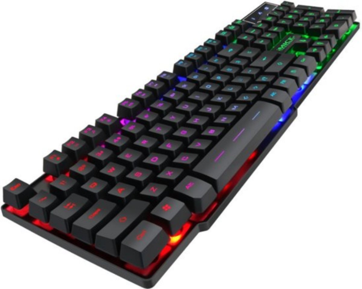 Gaming Toetsenbord (QWERTY) - Game Keyboard - met LED Verlichting in 3 Verschillende Kleuren (Rood, Blauw en Groen) - Waterproof PC Gametoetsenbord - 12 Multimedia Sneltoetsen - USB Aansluiting - RGB Verlichting