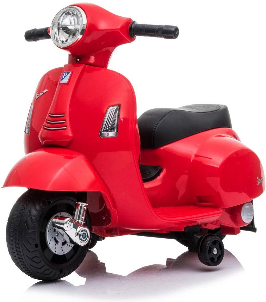 Mini Vespa Elektrische Kinderscooter Rood 0-3 jaar - Krachtige accu - Met zijwieltjes en koplampen - Veilig Voor Kinderen