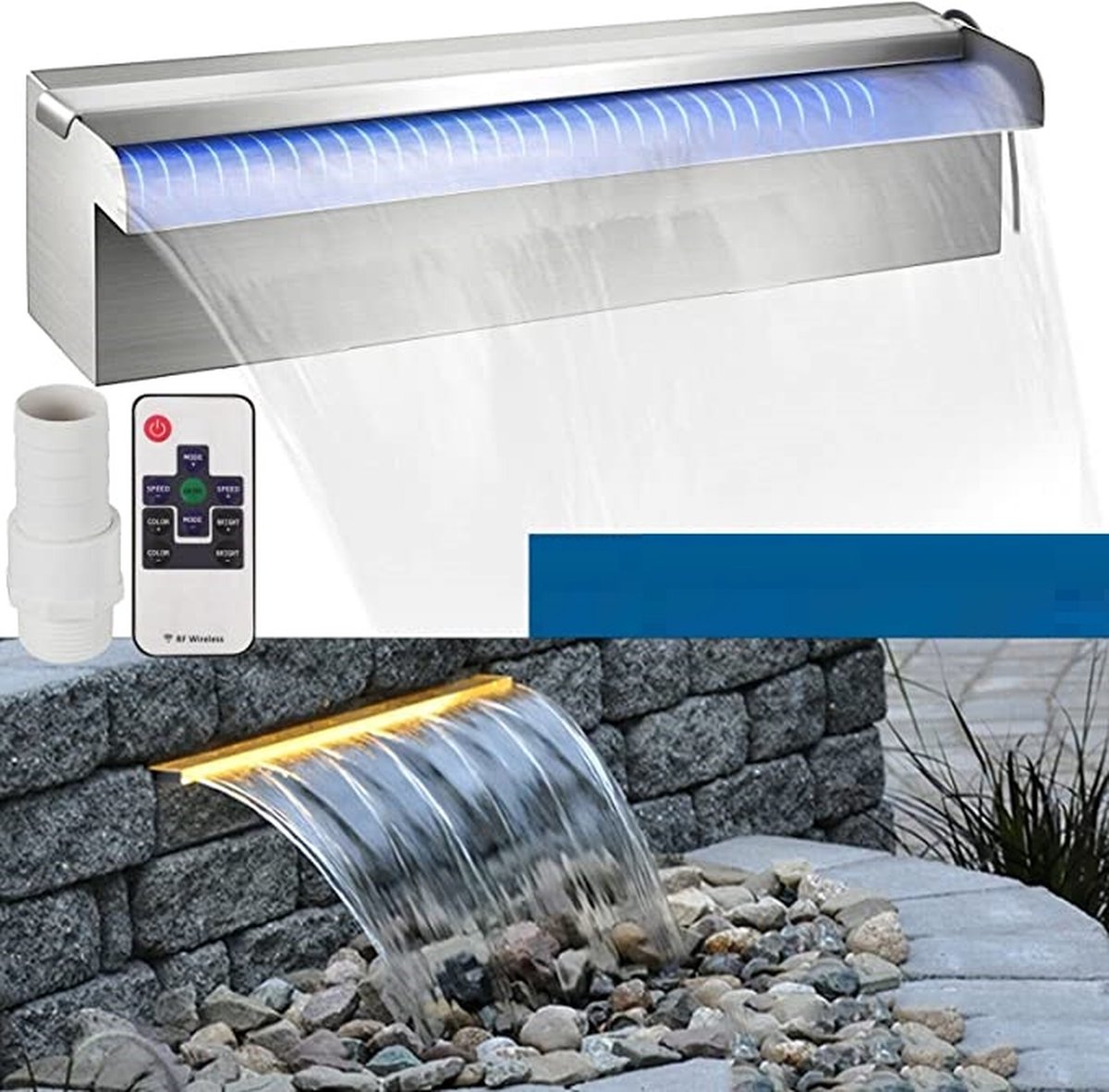 Vevor® Zwembad Waterval - Zwembad Fontein - Waterval Met Licht - Zwembad Waterval Met LED Verlichting - Eenvoudig Te Monteren