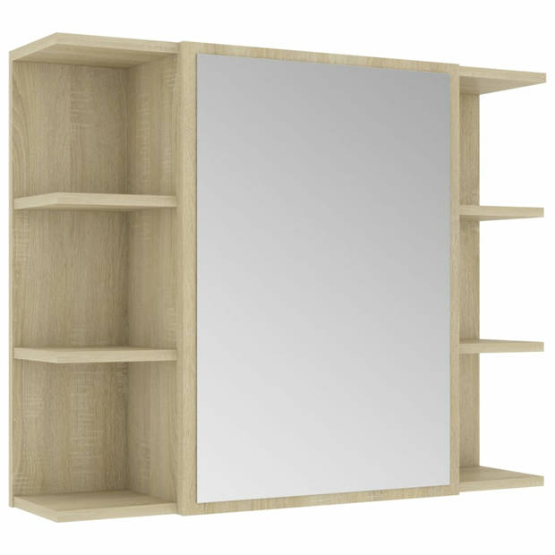 vidaXL Badkamerspiegelkast 80x20,5x64 cm bewerkt hout sonoma eiken